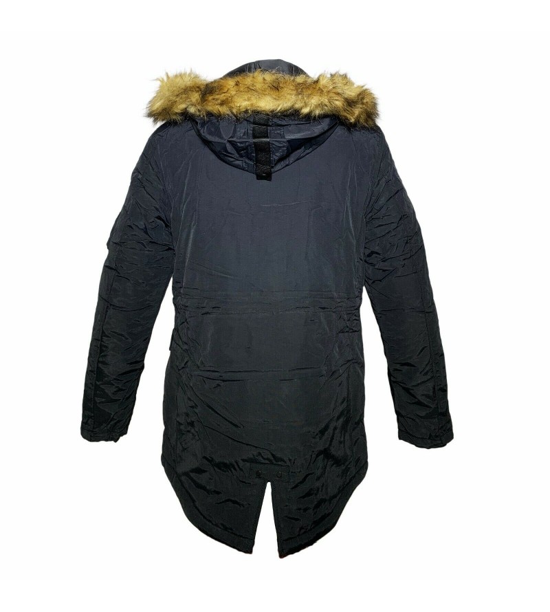 Cappotto Uomo Parka cappuccio con pelliccia giubbotto giacca invernale parka  comfort blu XXL